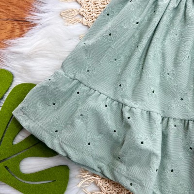 Vestido em Lase Floral com Lacinho na Alça - Verde